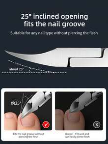 2/1pc Toenail Clipper, Thick Nail Cutter Or Ingrown Toenail Tool, Stainless Steel Pointed Toenail Clipper, For Adults, Rubber Handle - Red - View 2