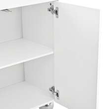 White Sideboard With Gold Accents – Dining Room Storage Cabinet - White - View 2
