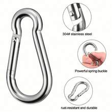 12 Stainless Steel D-Ring Buckles, 6x60mm Galvanized Rust-Proof, Spring Hook/Key Ring Hook/Chain Buckle Rope Connector For Camping, Fishing, Hiking, Backpack Keychains - White - View 8