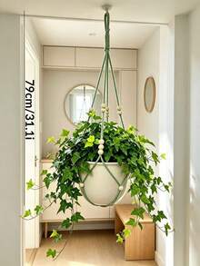 1pc/2pcs Elegant Lace Plant Hanging Basket, Hanging Net, Plant Hanging Basket With Wooden Beads - No Tassels, Durable Fabric Hanging Basket, Suitable For Indoor And Outdoor, Small Plants, Outdoor Flower Pot Stand | Decorative Hanging | Wooden Beads Accents, Hanging Plant Stand - Multicolor - View 2