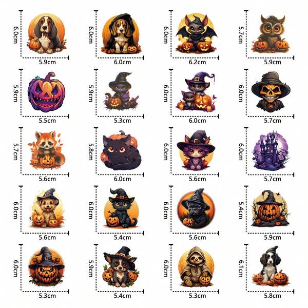50pcs Halloween Animal Wizard Pumpkin Stickers, Vintage Ins Style 2D Fantasy Sun Y2K Downtown Aesthetic Stickers, Humorous & Fun 80s 90s Anime Stickers, Suitable For Scrapbooking, Envelopes, Water Bottles, Laptops, Suitcases, Party Decorations