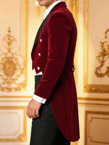 Men's Medieval Mid-Length Tailcoat - Red - View 3