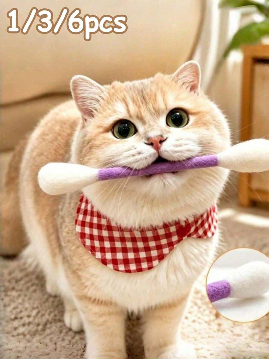 1/3pcs Interactive Cat Teaser Wand, Suitable For Indoor Boredom Relief, Dental Cleaning Chew Toy, Self-Entertainment Toy, Puzzle Toy, Interactive Comforting Cat Accessory, Large Interactive Cat Kicker Toy, Game Lover Gift Accessory - Multicolor - View 1
