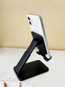 New Foldable Desktop Phone Stand 360° Rotating Slouchy Phone Base Adjustable Height And Angle Portable Tablet Holder Stable Desktop Phone And Tablet Stand Suitable For Office Bedroom Travel - Black - View 4