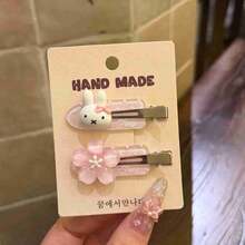 1 Set/2 Pcs 2026 New Cute Miffy Doll Hair Clips, Miffy Doll Fun Cute Pink & Blue Flower Hair Clips, Highly Attractive Cute, Suitable For Birthday, Party, Holiday, Fan And Gift, Surprise Doll, Gift For Friends And Family (Random Style) - Multicolor - View 5
