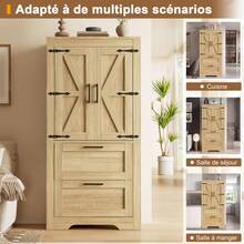 Natural MDF Sideboard, Credenza - 60x30x128cm - Natural - View 9