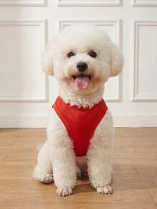 LUCKIE LABO 1pc English Slogan Pet Vest, Physical Flea Prevention, Reduces Shedding, Heat Insulation & Breathable, Suitable For Small And Large Dogs And Cats, Indoor And Outdoor - Red - View 5