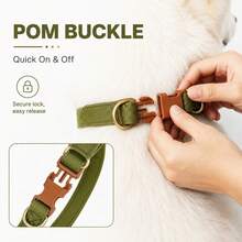 Double D-Ring Heavy-Duty Dog Collar, Comfortable Neoprene Lining Pet Collar To Protect Fur, Vintage Style Woven Collar, Adjustable Pet Neck Strap, Suitable For Small And Medium Dogs For Home/Outdoor/Hiking - Green - View 6