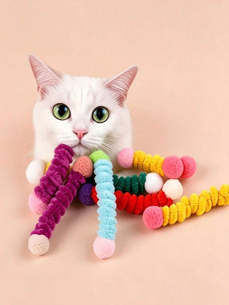 Random Color Durable Cat Interactive Toy - Indoor Elastic Toy, No Battery Required, Made Of Durable Polyester Fiber Material, Suitable For Kittens And Adult Cats; Soft And Skin-Friendly Design, Can Stimulate Hunting Instincts And Play Interest; Realistic Hunting Toy, Energetic Cat Toy, Plush Ball Toy, Indoor Cat Toy.