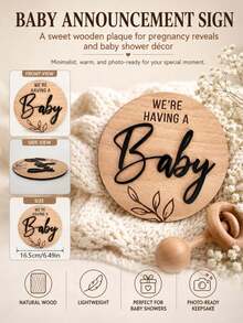 We're Expecting! 圓形木製公告牌，黑色 3D 字母裝飾，懷孕拍照道具，準媽媽禮物，嬰兒洗禮禮物，懷孕公告，嬰兒洗禮裝飾，性別揭曉派對裝飾 - 黑色 - 查看 6