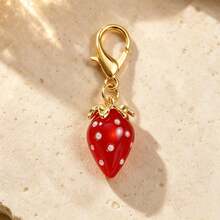 1 Set 2pcs Unisex Fun Realistic Personalized Transparent Strawberry Keychain, Simple Sweet Bow Key Ring Bag Pendant - Multicolor - View 2