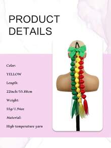 22 Inch Colorful Bubble Ponytail Wig With Bow Hair Accessory, Pink, Purple, Blue, White, Red, Yellow, Green Optional, Crazy Hair Accessory, Suitable For Women Outings, Daily, Holidays, Parties, Christmas, Music Festivals, Carnivals, Halloween - Multicolor - View 6