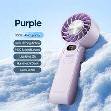 kinscoter 1個 3600mAh可充電式小型便攜手持風扇，戶外露營旅行空調，LED顯示，100段風速調節，個人冷卻迷你手持摺疊電風扇 - 手持 - 查看 12