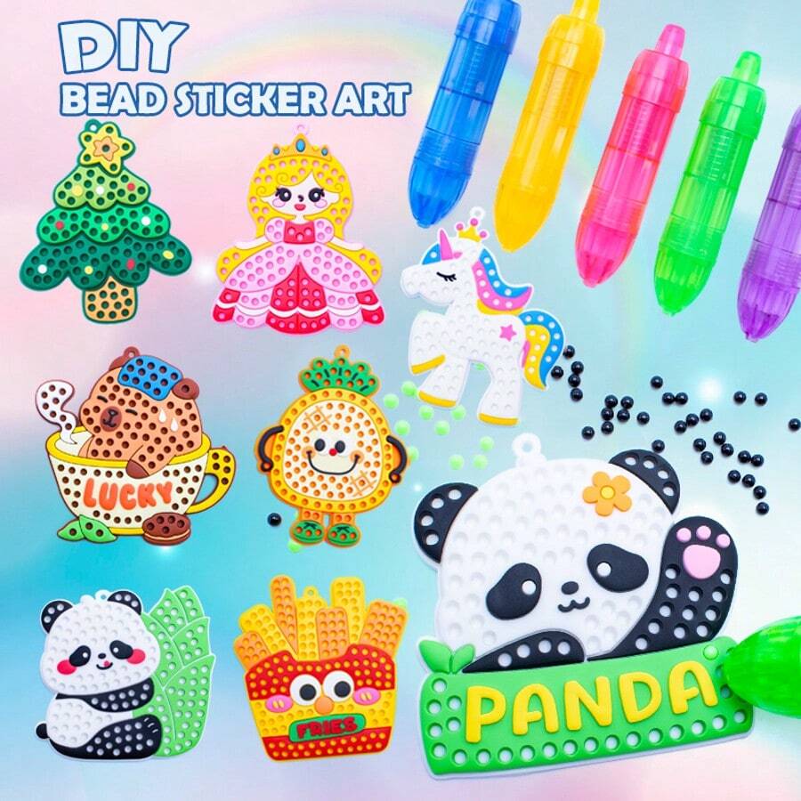 Kids DIY Beaded Painting Craft Kit, Develops Hands-On Ability, Color Matching Skills, Parent-Child Interactive Toy