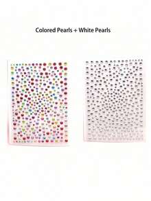 Approx. 335pcs Rhinestone & Pearl Hair Accessories, Rhinestone Stickers, Self-Adhesive Stickers, Diamond Decorations, Pearl Hair Accessories - Multicolor - View 13