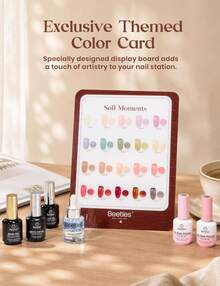 Beetles 20 Colors 15ML Soft Moments Jelly Gel Nail Polish Kit, Sheer Neutral Gel Set With Base Coat, Glossy & Matte Top Coats, Cuticle Oil And Color Swatch Card - 20 Colors Jelly Gel Nail Polish Kit - 查看 7