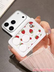 1pc Strawberry Pattern Lens Protector, Compatible With Phone 17 Pro/17 Pro Max, Cute & Exquisite Lens Decoration, Enhances Phone Overall Texture, More Atmosphere For Casual Photography, Tempered Glass High Definition Full Coverage, Scratch-Resistant & Wear-Resistant, Compatible With Phone Cases, Fashionable Small Gift For Girlfriend/Best Friend - Clear - View 12