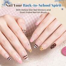 Beetles 6 Colors That Girl Routine Gel Nail Polish Set, Back-To-School Fall Gel Kit With 2-In-1 Nail Art Pen, Star & French Nail Stickers, Long-Lasting Soak Off UV LED Gel For Salon & DIY Manicures - 6 Colors That Girl Routine - 查看 3