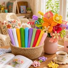 507/679 Piece Set Of Twisted Rod Bouquet DIY Handmade Material Package, Including A Full Set Of Fluffy Plush Materials, Set With 500 Multi-Color Twisted Rods, Accompanied By A Production Tutorial. Twisting Rods Are Flexible And Easy To Shape. - SET - View 5