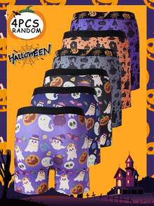 4 Packs Assorted Men's Underwear: Colorful Halloween Underwear With Ghost, Pumpkin, And Candy Prints-Comfortable, Casual Boxer Briefs - Multicolor - View 2