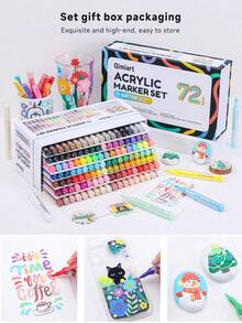 Set Spidol Akrilik Languo 72/126 Warna, Ujung Nilon Lembut, Lebar Garis 0,7-5mm untuk Garis Luar dan Mewarnai, Warna Kaya, Kreatif dan Cerah, Pigmentasi Kuat, Tahan Luntur, Daya Tutup Tinggi, Cocok untuk DIY dan Kreasi Seni, Perlengkapan Sekolah - MultiWarna - View 10