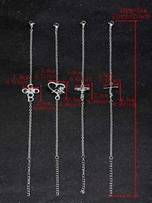 16pcs Stainless Steel Christian Cross, Faith, Amazing Grace, God Themed Bracelet, Necklace And Earring Set,  Pendant Jewelry - Silver - View 7