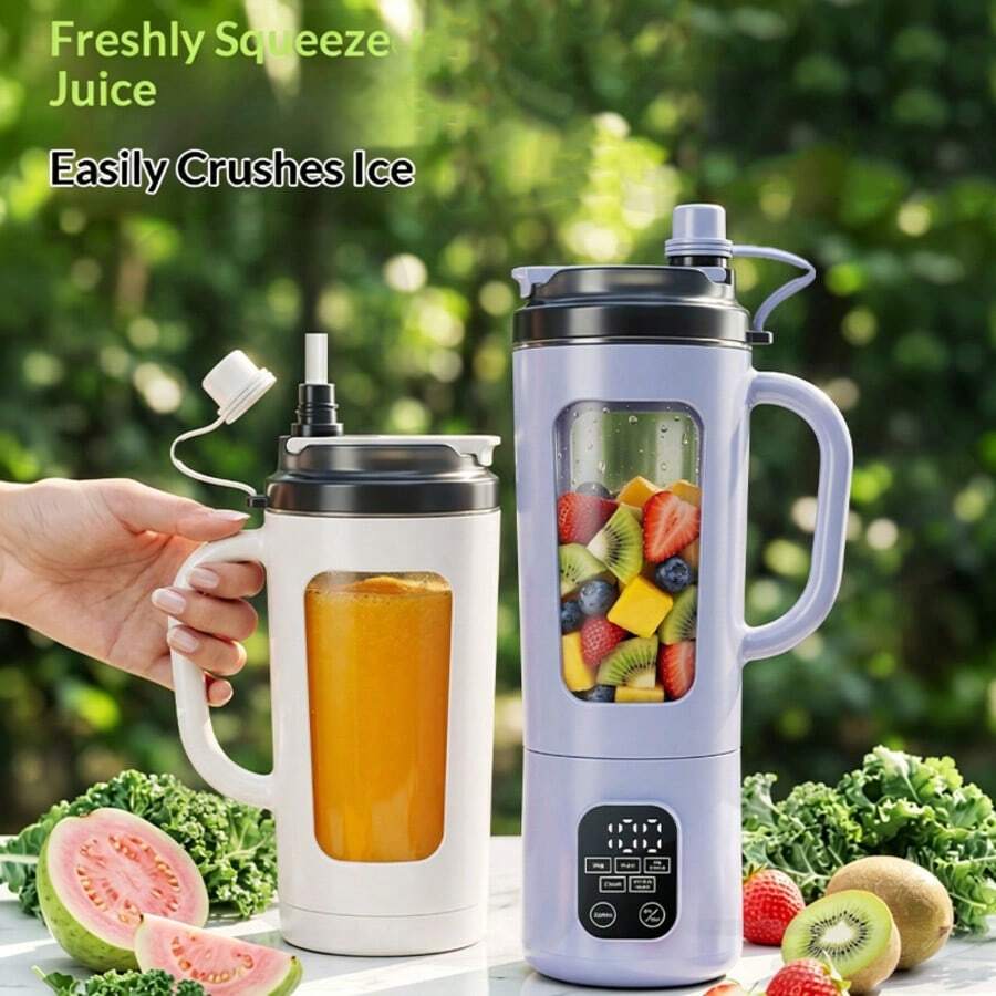 Portable Juice Cup, Multi-Function Large Capacity Fruit & Vegetable Blender Cup, Milkshake Cup, Fresh Blending Anytime Anywhere! Easy To Clean, Multiple Colors Available. Battery Capacity: 1500mAh