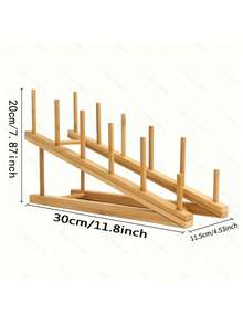 Bamboo Dish Rack, Suitable For Kitchen Storage Cabinets, Convenient For Organizing Bowls, Plates, Cups, Pot Lids And Cutting Boards, Bamboo Dish Drying Rack - Multicolor - View 3