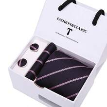 AlanKing Men's Striped Tie Set, Premium Gift Box, Suitable For Holiday And Anniversary Gifts - Color Mixing - View 13