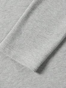Blueprint Man 1pc Men's Gray 2 In 1 Henley Collar Long Sleeve Sweatshirt, Fine Vertical Textured Fabric, Soft And Breathable, Unique Small V-Neckline For Layered Look, Solid Color Minimalist Style, Suitable For Commuting, Daily Wear And Travel - Grey - View 9