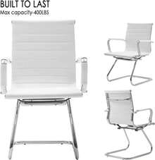 WAHSON OFFICE CHAIRS 4PCS PU Leather Office Chair Metal Frame Conference Chair For Meeting Room/Reception Area - 白色四把 - 查看 7