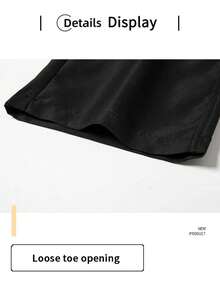 Knot & Curve 2 buah Celana Kargo Kasual Warna Polos untuk Wanita, Desain Tali Serut Pinggang Elastis, Saku Samping, Logo Huruf, Celana Panjang Lurus, Gaya Jalanan - Hitam - View 7