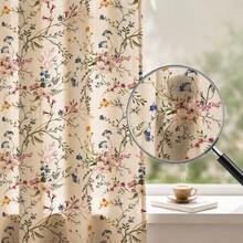 NOSBEI 2pcs Grommet Top + 3pcs Rod Pocket Faux Linen Multi-Color Wildflower Vine Curtain Set, Sheer Semi-Transparent Window Decor, Suitable For Bedroom Kitchen, Romantic Country Home Decor - Multicolor - View 19