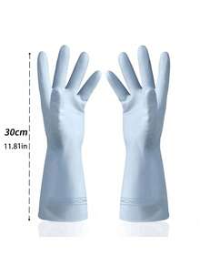 Reusable Rubber Household Cleaning Gloves, Waterproof Non-Slip Dishwashing Gloves, Durable Kitchen Protective Gloves, Suitable For Dishwashing, Bathroom Cleaning, Gardening And Daily Housework, Unisex - Multicolor - View 11