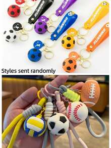 1pc Sports Ball Series Keychain, Basketball Soccer Backpack Pendant Accessory (Random Style) - Multicolor - View 13
