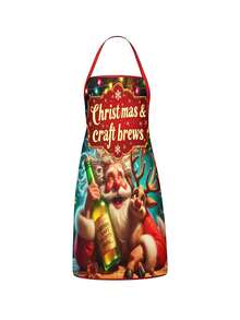 4Pcs Funny Santa Beer DJ Print Christmas Kitchen Baking Aprons SetChristmas Craft Brews Apron Set Of 4, Funny Santa & Reindeer Pattern Kitchen Aprons, Festive Holiday Cooking Baking Apron For Christmas Party Home Bar Decorations Gift - Multicolor - View 14