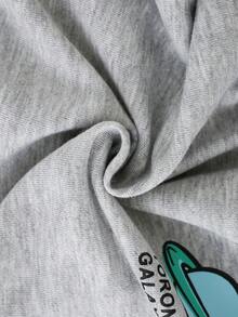 Kids Round Neck Long Sleeve Sweatshirt With Earth Planet English Print, Loose Casual Pullover Sweatshirt For Toddlers And Young Children - Grey - View 10