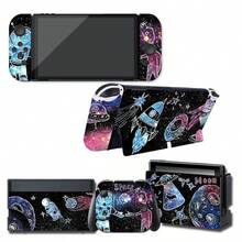 Astronaut Nebula Graffiti Stickers For Switch OLED Game Console Full Set Vinyl Skin Waterproof Scratch-Resistant Removable No Residue - View 1