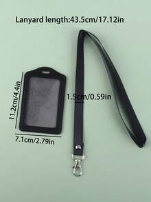 1pc PU Leather Horizontal Vertical ID Badge Holder With Detachable Black Lanyard, Clear Window Name Tag Sleeve, Metal Swivel Hook Waterproof Card Case For Staff Student Bus Card Office Stationery - Multicolor - View 7
