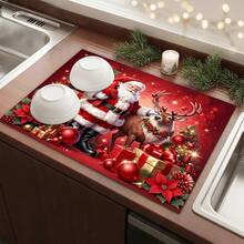 1pc Absorbent Quick-Drying Non-Slip Table Mat With Christmas Theme Pattern, Dish Drying Mat, Coffee Machine Mat, Suitable For Kitchen Countertop, Office Desk, Dining Table And More, Christmas Decoration, Multi-Purpose Drainage Mat, Home Gift, Desktop Decor - XYLSD-852 - View 3