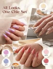 Beetles 20 Colors 15ML Soft Moments Jelly Gel Nail Polish Kit, Sheer Neutral Gel Set With Base Coat, Glossy & Matte Top Coats, Cuticle Oil And Color Swatch Card - 20 Colors Jelly Gel Nail Polish Kit - 查看 6