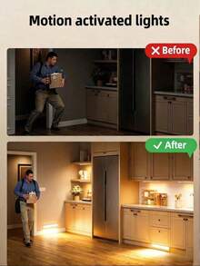 1 buah Lampu Malam Sensor Gerak LED Nirkabel, Lampu Malam Dinding Lemari, Lampu Deteksi Dapur Kamar Tidur Tangga, 3 Warna Cahaya, Baterai Isi Ulang, Pemasangan Mudah Tanpa Kabel. Untuk Dekorasi Lorong, Lemari Pakaian, dan Ruangan Rumah - MultiWarna - View 3