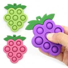 Grape Press Bubble Stress Relief Toy, Sensory Educational Toy, Baby Teething Toy, Small Fingertip Toy With Hanging Feature - Multicolor - View 9