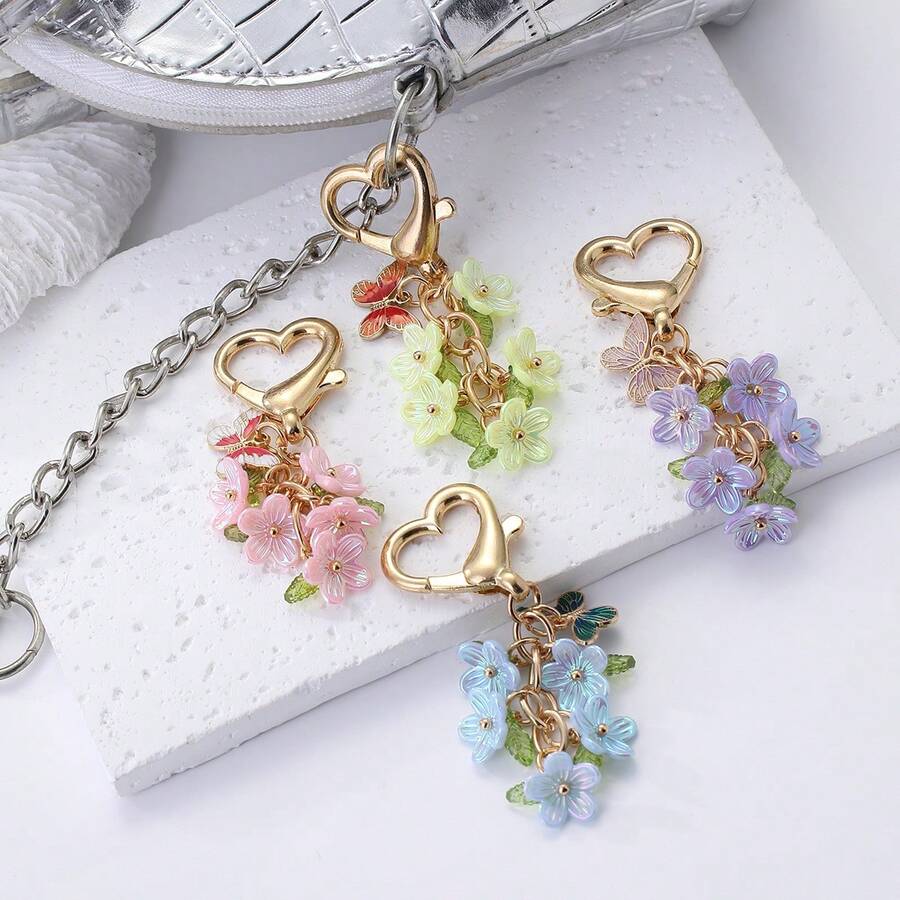 1pc Colorful Flowers Pendants DIY Accessories Earrings Charm Bag Keychain Gift Decoration Phone Pendant Valentine's Day Gift - Multicolor - View 1