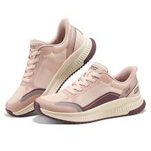 Skechers 女士撞色蜂窩網面緩震防滑耐磨休閒慢跑鞋 - 淺粉色 - 查看 6