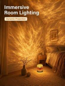 1pc Round Projector Lamp, Night Light, LED Light With Rotating Water Wave Dynamic Effect, USB Powered, 7 Colors And 16 Colors Optional, 16 Colors With Remote Control, Suitable For Room, Living Room, Bedroom Decoration, Room Decor - Multicolor - View 4