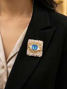 1件創意眼睛造型長胸針，適合儀式與宴會胸花飾品，完美禮物選擇 - 藍眼睛 - 查看 3
