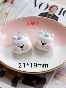 10/20/100pcs Cute Animal Puppy Elephant White Bear Pendant Charms DIY Handmade Keychain Bag Charm Accessories Decor - Multicolor - View 12