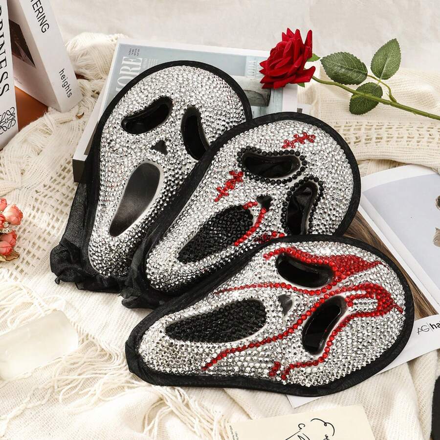 Máscaras para Fiestas - Lleno de diamantes, gritando y con la cara ensangrentada - Ver 1