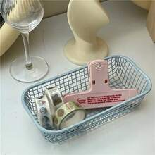 Cream Color Ins Style Rectangular Metal Mesh Storage Basket, Multiple Colors And Sizes Available, Hollow Breathable Sturdy And Durable, Desktop Stationery And Miscellaneous Items Organizer, Student Dorm, Office, Vanity Multi-Functional Storage Box - Multicolor - View 14